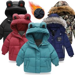 Jackets Lzh Toddler Baby Boys Winter Jackets voor jongens Hooded Dikke Warm Girls Down Jacket Children's Outerwear Coats Kinderkleding 26y 220905