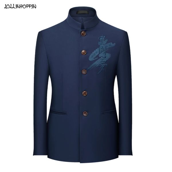 Vestes Mandarin Stand Collar Men Suit tunique veste