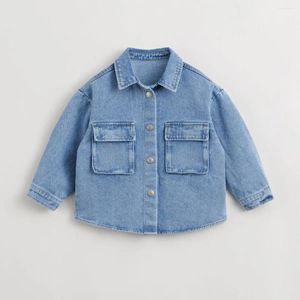 Vestes MARCJANIE garçons coton grande poche Denim veste enfants lâche Peplum chemise pour le printemps 240038