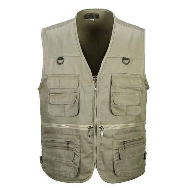 Jackets Men Cotton Vest Multi Pocket Summer NUEVA Mascula Casual Fina Manja Fina con muchos bolsillos Photographer Fotograpagos Chaleco