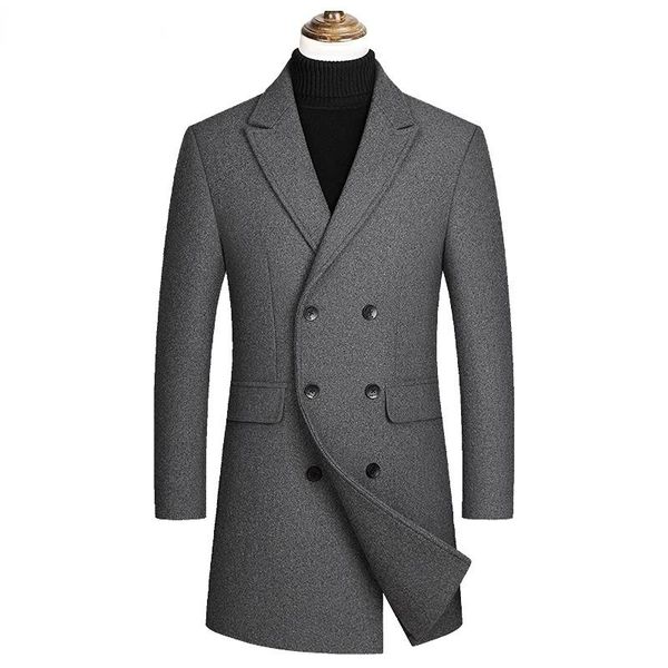 Chaquetas para hombre, gabardinas de cachemir con doble botonadura, mezclas de lana largas, chaquetas de invierno, abrigos cálidos, gabardinas informales de negocios para hombre, talla 4xl