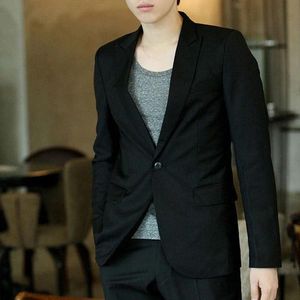 Vestes Men's Blazer Coat Shim Suit coréen Style Black Casual Business Daily Jackets Bureau à la mode