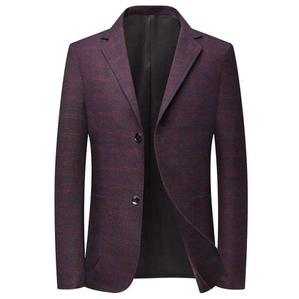 Chaquetas Chaqueta de Traje Formal para Hombre Chaqueta clásica con patrón a Cuadros para Hombre Ropa de Negocios Slim Fit para Hombre Vestido de Novia para Padrino Chaqueta Blazer