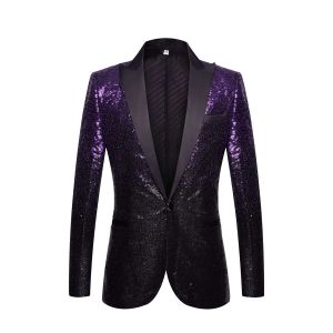 Vestes hommes paillettes rouges brillantes or paillettes violet paillettes embellies veste de nuit de nuit costume de bal homme fête cocktail