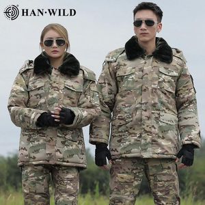 Vestes Vestes militaires ensemble épais tactique camouflage Multicam pantalon chasse vers le bas manteau imperméable Airsoft armée hiver pantalon hommes 25 ° F Camping