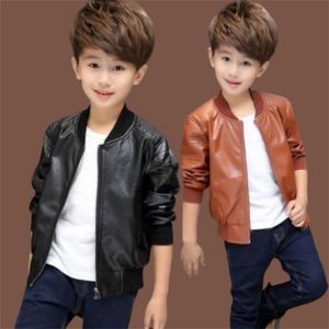 Jackets Minimalistische sfeer PU -stof Kinderen geknipt netjes staande kraag Biker Heren Kleding Lederen jas eenvoudig 230818