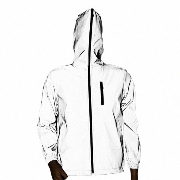 vestes moto veste réfléchissante hommes femmes enfant streetwear veste noctilucent imperméable à capuche hip-hop nuit manteaux brillants 32qY #