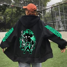 Vestes My Hero Academia Zip Up Jacket Anime Deku Graphic Print Sweat à capuche Pulls Unisexe Mode Haruku Sweat Casual Streetwear