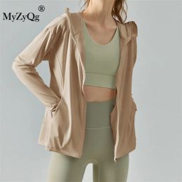 Vestes MyZyQg femmes veste printemps et été nouveau Cool Sense crème solaire fermeture éclair à capuche ample décontracté sport Smock AntiUV Fitness manteau