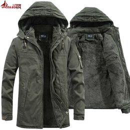 Jassen Nieuwe 2022 Winter Warm Varsity Jacket Mannen Gewassen Katoen Dikke Fleece Casual Parka Jas Militaire Winddicht Hooded Man Y2210