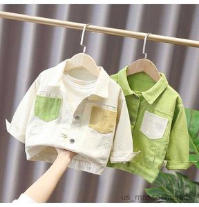 Jackets nieuwe babyjongens meisjes jassen pocket lagen kinderen vestiging jas lente herfst overjas kinderen tops kleren r230812