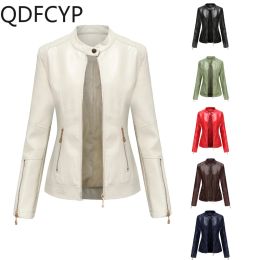 Jackets New Fashion Fashion Women's Leather Chaqueta de otoño Invierno PU Leathers cortos Fit Slim Fit Faux Leather Women 2023 Faux Fur Coat