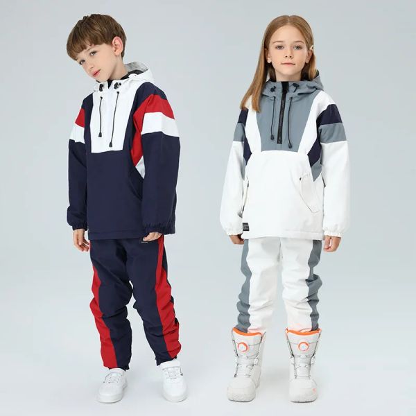 Vestes Nouvelles combinaisons de ski Girls à capuche chauffée Veste de snowboard extérieur hommes enfants ski de ski