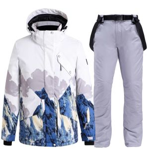 Jackets nieuwe warme sneeuw bergkleding ski -pakken voor mannen vrouwen koppels winddichte waterdichte snowboardpak skiing jas overalls