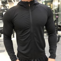 Jackets nieuwe winter herfst hoodies sport shirt heren hoed zipper hardloopjassen fitness gym sport kleding sport top heren sportkleding 2022