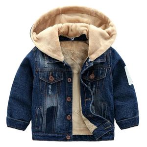 Vestes Nouveau hiver vêtements pour enfants garçons et enfants plus velours épais chaud veste en jean de haute qualité enfants mode veste en jean