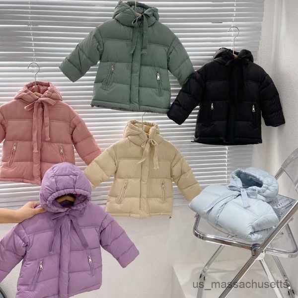 Vestes Nouvelles filles d'hiver enfants coton rembourrés épais chauds couches longues élégantes bébé volants à capuchon