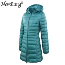 Jackets Newbang Brand 8xl 7xl 6xl Damas Long Warming Coat Women Ultra Light Down Chaqueta con bolsas para mujeres.