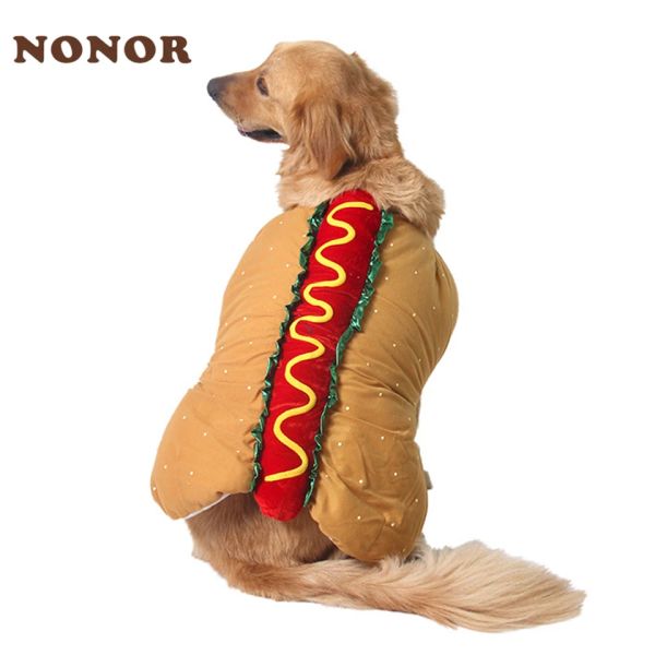 Vestes NONOR Costume pour animaux de compagnie Hot Dog en forme de teckel saucisse vêtements réglables drôle plus chaud pour chiot chien chat fournitures