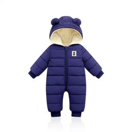 Giacche tute vestiti per bambini Inverno Plus velluto nato Neonati Ragazzi Ragazze Calda tuta spessa Abiti con cappuccio Tuta da neve cappotto bambini Pagliaccetto 231214