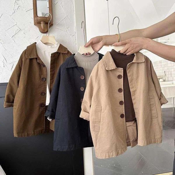 Chaquetas abrigo primavera otoño niños niñas rompevientos abrigo bebé niños ropa personalidad tendencia coreana 2024 bolsillo Simple