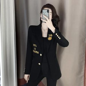 Vestes Peoy New Korean Style Classic broderie Solide Long Sleeve Temperrament Jacket Women Office Chic Chic Casual Blazer Costumes