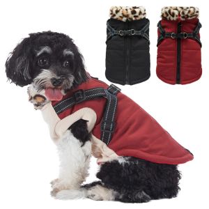 Vestes Veste pour chien de compagnie avec harnais collier de fourrure hiver chaud vêtements pour chiens chiot gilet manteau pour petits chiens Chihuahua tenues de bouledogue français