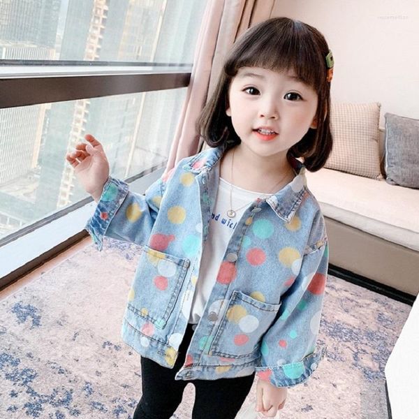 Vestes Polka Dots Lovely Baby Girls Denim Coats Kids Outfits Vêtements d'extérieur pour enfants 1-8 ans