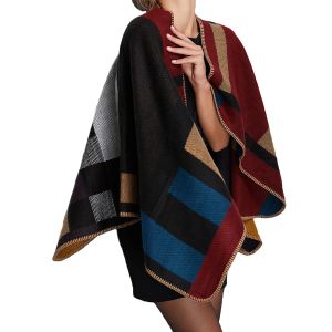 Vestes poncho femmes tricot pull en gros femmes de haute qualité tricot manteaux custum your nom hiver chaude acrylique femme cape wrap