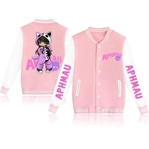 Chaquetas estampadas, chaqueta Aphmau, uniforme de béisbol para mujer, abrigos de Anime, ropa de calle, chaqueta informal de gran tamaño, ropa para niños y niñas