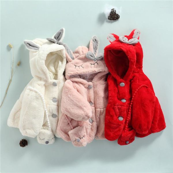 Vestes Pudcoco Petites Filles Enfants Manteau Oreilles Veste À Capuche À Manches Longues Avec Sac À Bandoulière Pour Automne Hiver Rouge/Beige/Rose 1-4 Ans