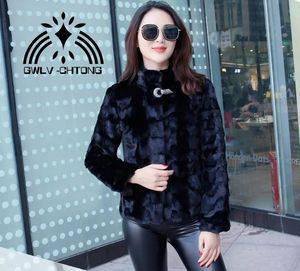Vestes Real Natural Realine Mink Fur Matel avec diamants bouton femmes Fashion Fashion Black Color Jacket Outwear Custom toute taille