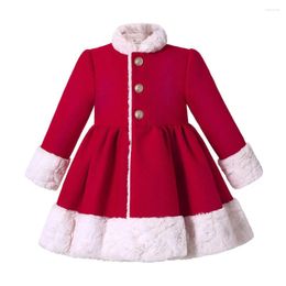 Jaquetas vermelhas crianças roupas de inverno gola redonda único breasted natal meninas casaco outwear