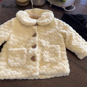 Jackets Rinilucia 1-6 jaar oude meisjesjas herfstkleding lange mouw dikker warm voor kinderen 2024 kinderen jas winterkleding