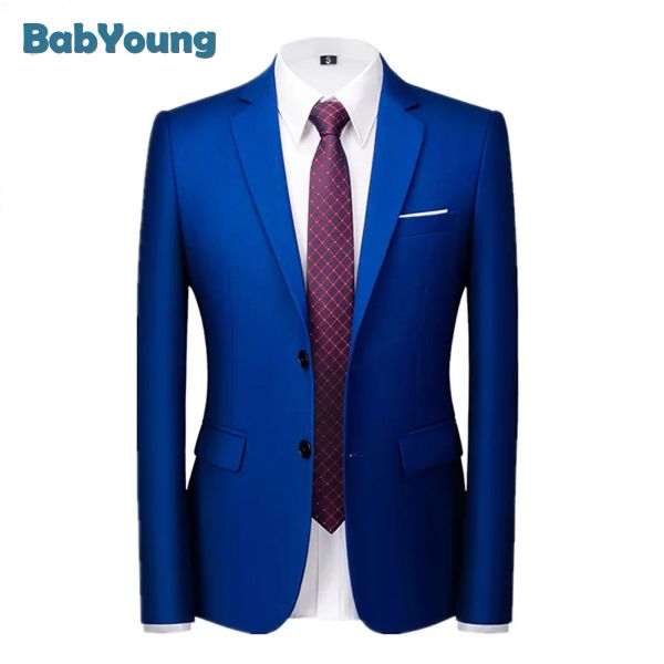 Chaquetas Chaqueta de traje azul real para hombre adecuada para todas las estaciones Abrigo formal para hombre Blanco Negro Rojo Terno Moda Blazer delgado Masculino Púrpura