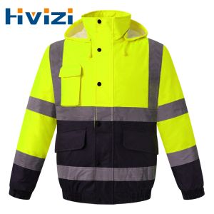 Vestes Vestes de sécurité pour le travail Men d'hiver hi vis veste