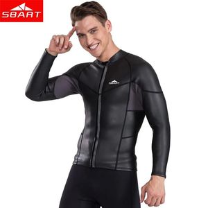 Jassen Sbart 2 mm neopreen wetsuit met lange mouwen Heren Top Zonnebrandcrème Uv Smoothskin-jas voor zwemmen Jumpsuit Surfen Duiken Shirt Wetsuit