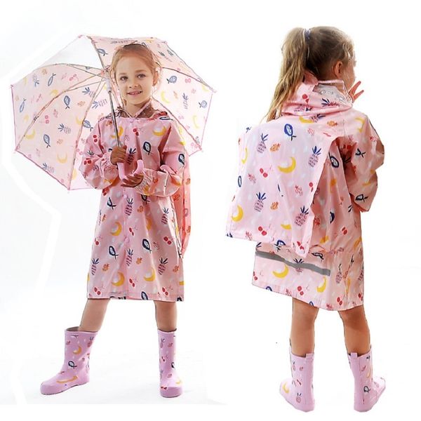 Vestes École Filles Manteau De Pluie À Capuche Avec Corde Bande Réfléchissante Enfants Imperméables Sac Position Full Zip Garçons Poncho 210 Ans 230728