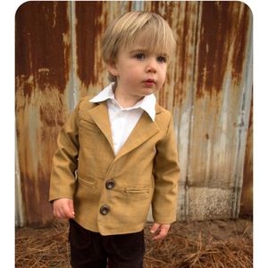 Jackets enkele borsten slanke passende pakken voor kinderen casual inkeping kraagjongen pak blazer vaste kleur formele jas kinderen custome 230817