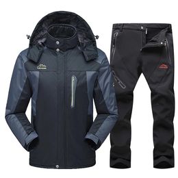 Vestes de Ski pour hommes, imperméable, coupe-vent, vêtements de neige, Camping, chaud, polaire, pantalon, Ski, snowboard, tenue de pluie, hiver