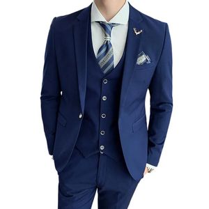 Jassen Slim Fit Mannelijke 3-delige Trouwjurk Pakken Set Mannen Business Casual Blazer Bruiloft Blazers Jas Broek Vest Stalknecht Dragen Tuxedo