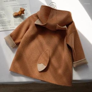 Vestes d'automne en Tweed pour garçons et filles, vêtements pour enfants de corée du sud, manteau en laine épaisse, mignon, 2023