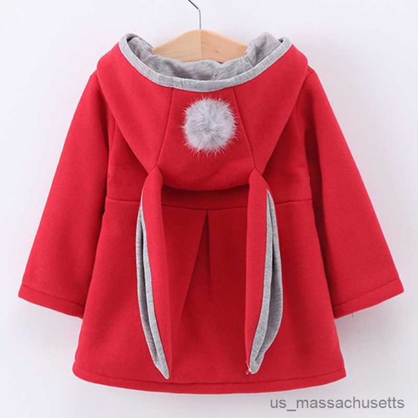 Vestes Printemps automne bébé enfant filles vestes lapin oreille coton vêtements de sortie d'hiver enfants manteaux à capuche 1 2 vieux vêtements pour tout-petits R230912