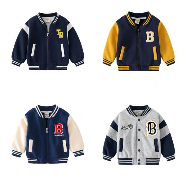 Vestes Printemps automne enfants garçons vestes broderie lettres Patchwork manteau ample coton chaud Baseball uniforme enfants garçon vêtements d'extérieur 231123