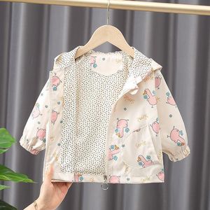 Jackets Spring herfst Girls jas baby meisje bovenkleding schattige zoete jassen kleding meisje s capuchon sweatshirt windbreaker 221010