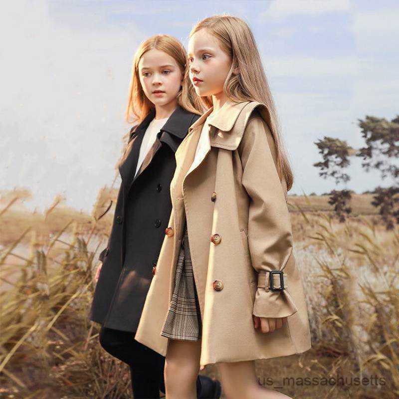 재킷 스프링 가을 소녀 트렌치 코트 바람 방풍 큰 어린이 미드 길이 바람막이 자켓 재킷 어린이의 옷 십대 외투 3-14 r230812