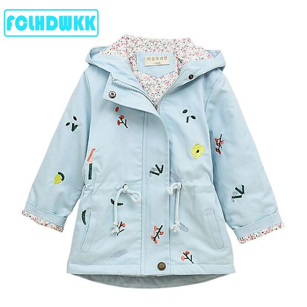 Vestes Printemps Automne Filles Coupe-Vent Manteau Bébé Enfants Fleur Broderie À Capuche Outwear Pour Manteaux Veste Vêtements 230630