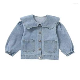 Jackets Spring Herfst Kids Denim For Girls Baby Korea Coats Fashion Child Outsear Jeans Jackets2 4 6 7 Year 2023 Jean