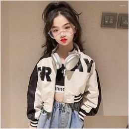 Jackets Spring Autumn Teen Girls Jacket 2024 Fashion Fail Faits Fat for Kids Windbreaker Outerwear 4-13 años Ropa para niños D Oto7n