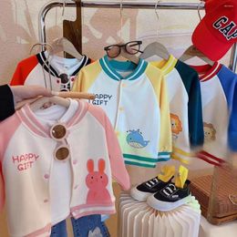 Chaquetas primavera Otoño Invierno lana gruesa Jersey de béisbol para niños dibujos animados conejo León ballena prendas de vestir exteriores para niñas Jack